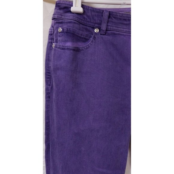 So Slimming By Chico’s Womens 0.5 Purple Tapered Stretch Mid Rise Jeans 30X31 - Picture 3 of 10